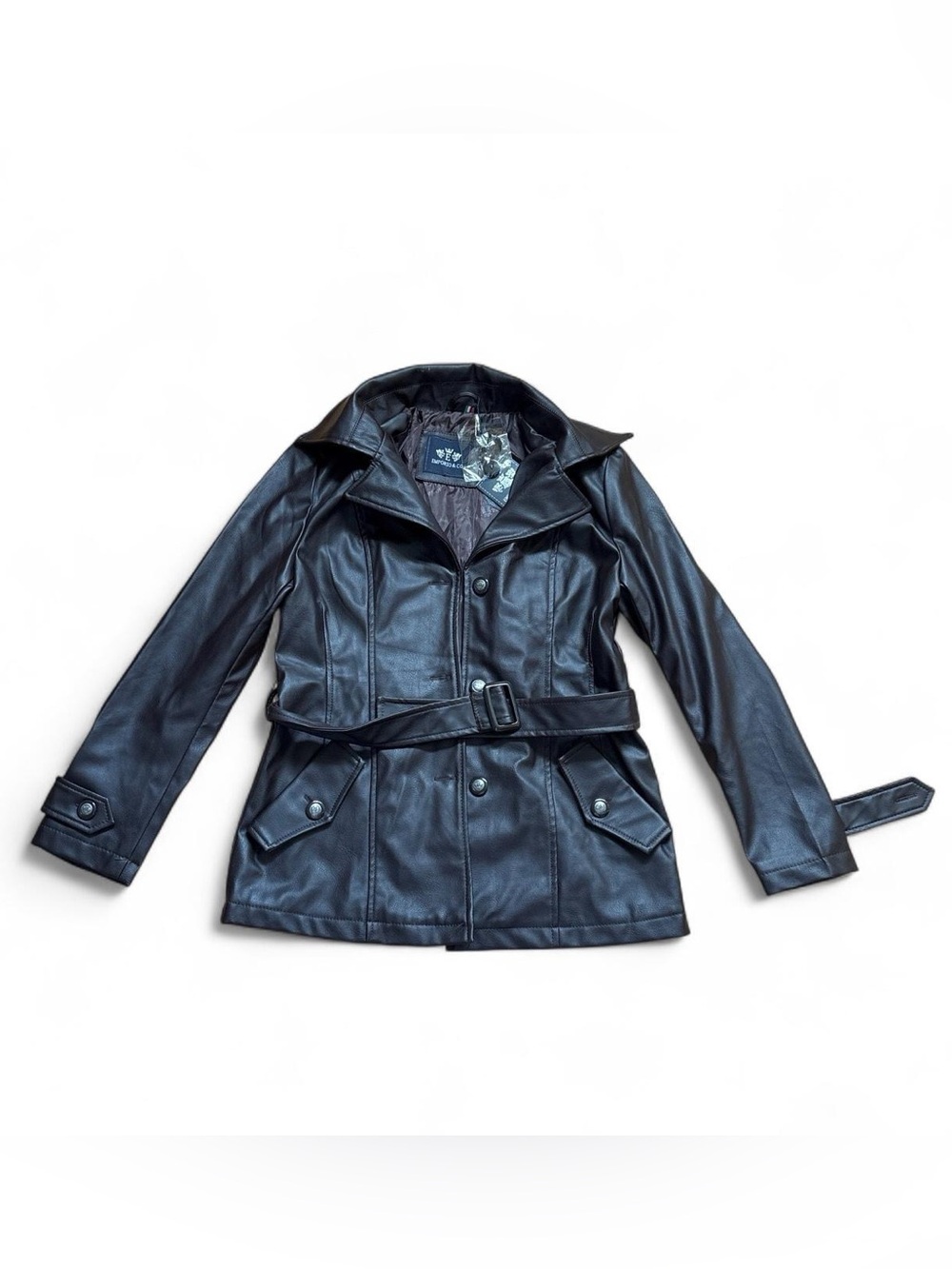 Vintage Y2K Emporio & Co Belted Leather Jacket // Cyber Grunge Matrix Coat
